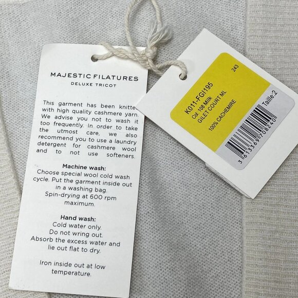 Majestic Filatures Women’s 100% Cashmere Gilet Cardigan Size S Ivory Milk - Picture 4 of 11